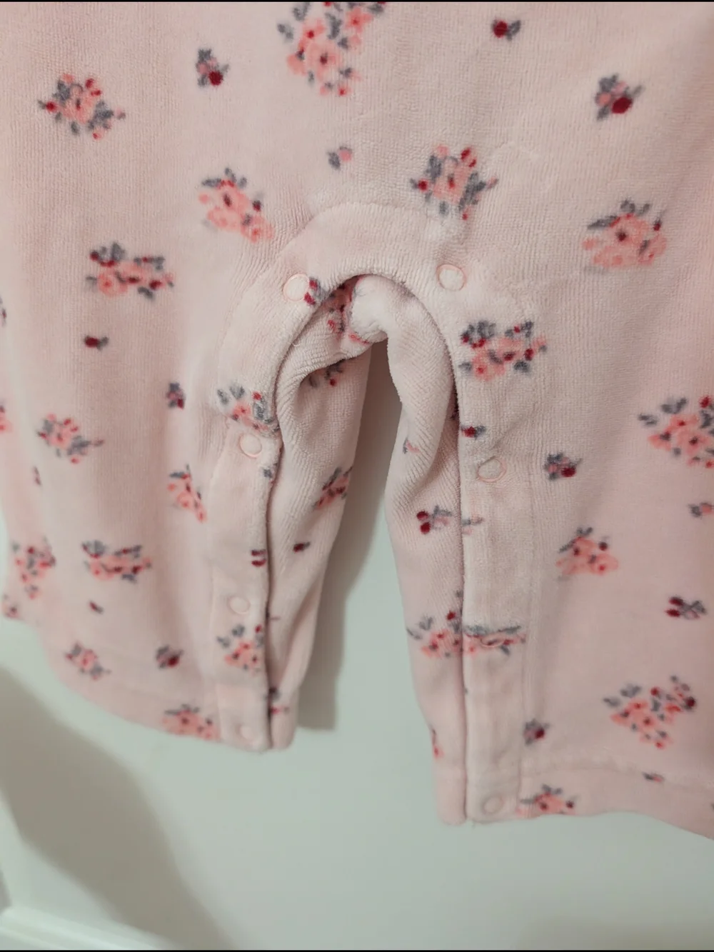 Gymboree Holiday Friends Pink Floral Velour Romper 6-12 Months